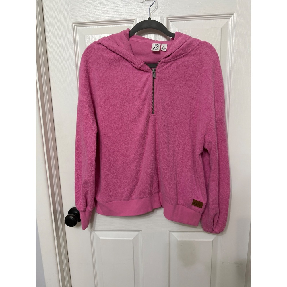 Roxy Womens Pink Quarter Zip Fleece Hoodie Sweatshirt Size‎ Large ERJFT04561